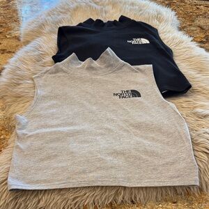 Bundle Women’s The North Face mock tank tops. Cropped length size XS. Grey + blk